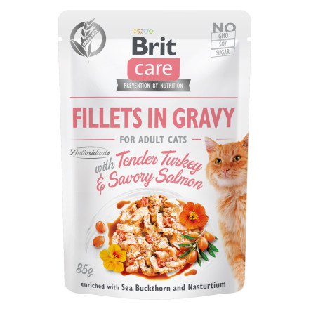 Brit Care Cat Fillets In Gravy з лососем та індичкою для котів 85 г